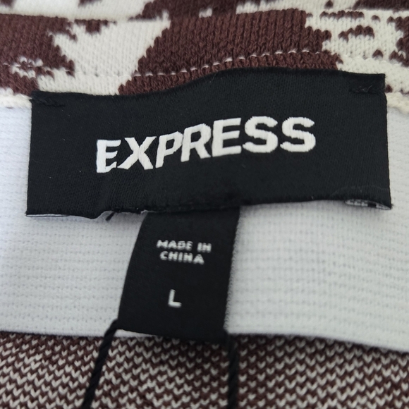 *NWT* Express Rich Brown/White Palm Print Mini Skirt Cruise Wear Vaca Beachy, L - Picture 5 of 5